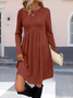 Damen Unifarben Frühling/Herbst Nahtverarbeitung Kleid Rundhals Langarm Tanktop A-Linien-Kleid