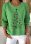 Damen Baumwolle Weihnachten Langarm Bequem Retro Pullover