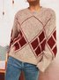 Damen Baumwolle Geometrisch Langarm Bequem Lässig Pullover
