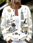 Damen Wolle/Stricken Weihnachten Langarm Bequem Lässig Strickjacke
