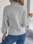 Damen Baumwolle Unifarben Langarm Bequem Lässig Pullover