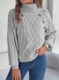 Damen Baumwolle Unifarben Langarm Bequem Lässig Pullover