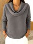 Lässig Unifarben Mock Neck Langarm T-Shirt