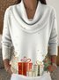 Damen Weihnachten Langarm Bequem Retro Pullover