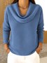 Lässig Unifarben Mock Neck Langarm T-Shirt