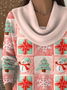 Damen Weihnachten Langarm Bequem Retro Pullover