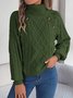 Damen Baumwolle Unifarben Langarm Bequem Lässig Pullover