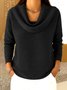 Lässig Unifarben Mock Neck Langarm T-Shirt