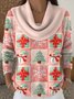 Damen Weihnachten Langarm Bequem Retro Pullover