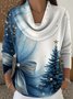 Damen Verlaufsmuster Langarm Bequem Retro Pullover