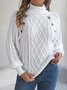 Damen Baumwolle Unifarben Langarm Bequem Lässig Pullover