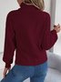 Damen Baumwolle Unifarben Langarm Bequem Lässig Pullover