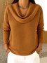 Lässig Unifarben Mock Neck Langarm T-Shirt