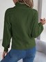 Damen Baumwolle Unifarben Langarm Bequem Lässig Pullover