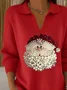 Damen Weihnachtsmann Langarm Bequem Lässig Print Pullover