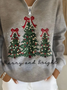 Lässig Schalkragen Weihnachten Sweatshirt Print