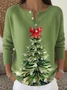 Damen Weihnachten Langarm Bequem Lässig Pullover
