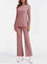Rundhals Baumwolle Lässig Pyjama Set