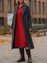 Damen Unifarben Herbst Kleid Schalkragen Langarm H-Linie Kleid