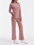 Rundhals Baumwolle Lässig Pyjama Set