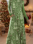 Damen Weihnachten Sommer Kleid Rundhals Langarm H-Linie Kleid