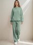 Damen Unifarben Zweiteiliges Set Täglich Langarm Lässig Frühling/Herbst Bluse mit Hose Matching Set
