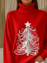 Damen Weihnachten Langarm Bequem Retro Pullover