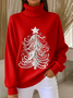 Damen Weihnachten Langarm Bequem Retro Pullover
