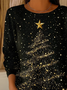 Damen Weihnachten Langarm Bequem Lässig Print Pullover