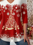 Weihnachten Einfach Weit V-Ausschnitt Stricken Oberteile