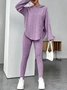 Damen Unifarben Geprägt Zweiteiliges Set Täglich Langarm Lässig Frühling/Herbst Bluse mit Hose Matching Set