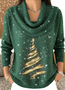 Damen Weihnachten Langarm Bequem Lässig Print Pullover