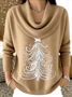 Damen Weihnachten Langarm Bequem Lässig Print Pullover