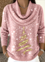 Damen Weihnachten Langarm Bequem Lässig Print Pullover