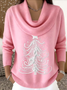 Damen Weihnachten Langarm Bequem Lässig Print Pullover