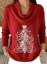 Damen Weihnachten Langarm Bequem Lässig Print Pullover