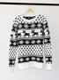 Damen Schneeflocke Langarm Bequem Lässig Print Pullover