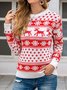 Damen Schneeflocke Langarm Bequem Lässig Print Pullover