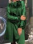 Damen Unifarben Frühling/Herbst Nahtverarbeitung Kleid Rundhals Langarm Paillette A-Linien-Kleid