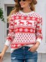 Damen Schneeflocke Langarm Bequem Lässig Print Pullover