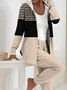Damen Gestreift Print Zweiteiliges Set Täglich Langarm Lässig Frühling/Herbst Mantel mit Hosen Matching Set