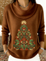Damen Weihnachten Langarm Bequem Retro Pullover