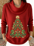 Damen Weihnachten Langarm Bequem Retro Pullover