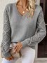 Damen Wolle Unifarben Langarm Bequem Lässig Jacquard Pullover