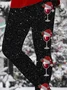 Damen Weihnachten Lässig Alle Jahreszeiten Print Lang Leggings
