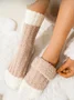 Korallenfarbe Vlies Mitte der Wade Socken Herbst und Winter Damen Zuhause Warm mit Vlies-Futter Dick Plüsch Socken für Etagen