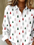 Hemdkragen Normale Ärmel Langarm Weihnachten Schnalle Regelmäßig Weit Knopfhemd Bluse für Damen