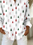 Hemdkragen Normale Ärmel Langarm Weihnachten Schnalle Regelmäßig Weit Knopfhemd Bluse für Damen