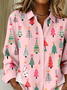Hemdkragen Normale Ärmel Langarm Weihnachten Schnalle Regelmäßig Weit Knopfhemd Bluse für Damen