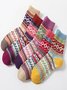 Blockabsatz Stricken Dick Warm Mitte der Wade Socken Mit Ethnisch Retro Geometrisch Muster